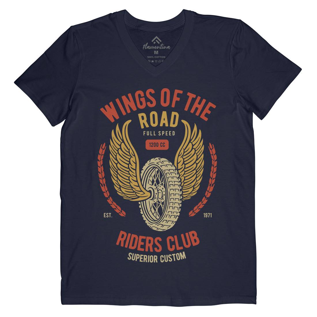 Wings Of The Road Mens V-Neck T-Shirt Motorcycles B273