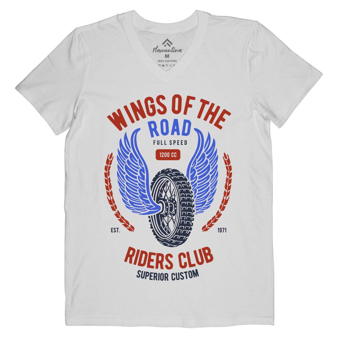 Wings Of The Road Mens Organic V-Neck T-Shirt Motorcycles B273