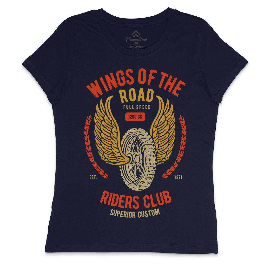Wings Of The Road Womens Crew Neck T-Shirt Motorcycles B273