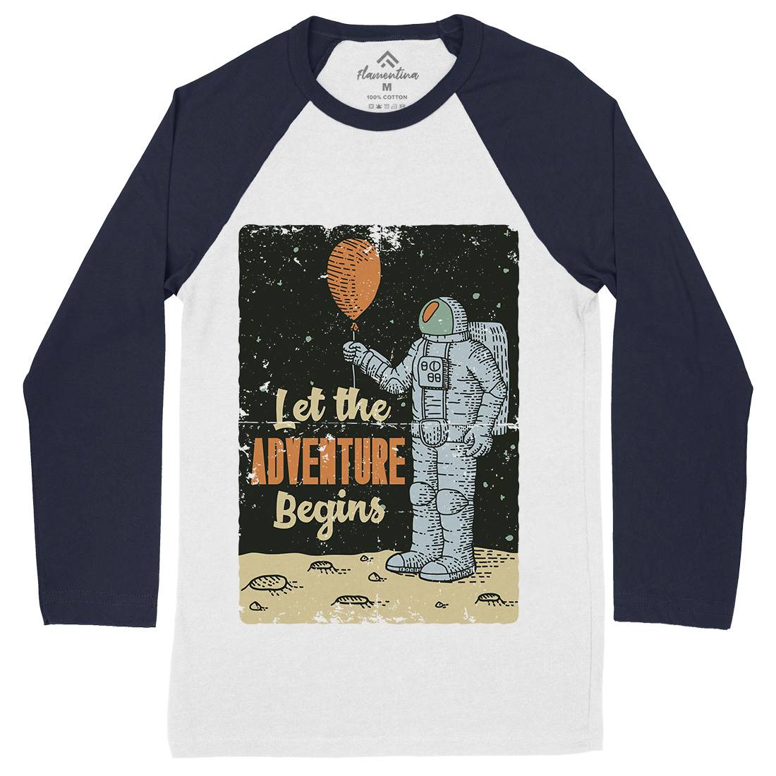 Astronaut Mens Long Sleeve Baseball T-Shirt Space B275
