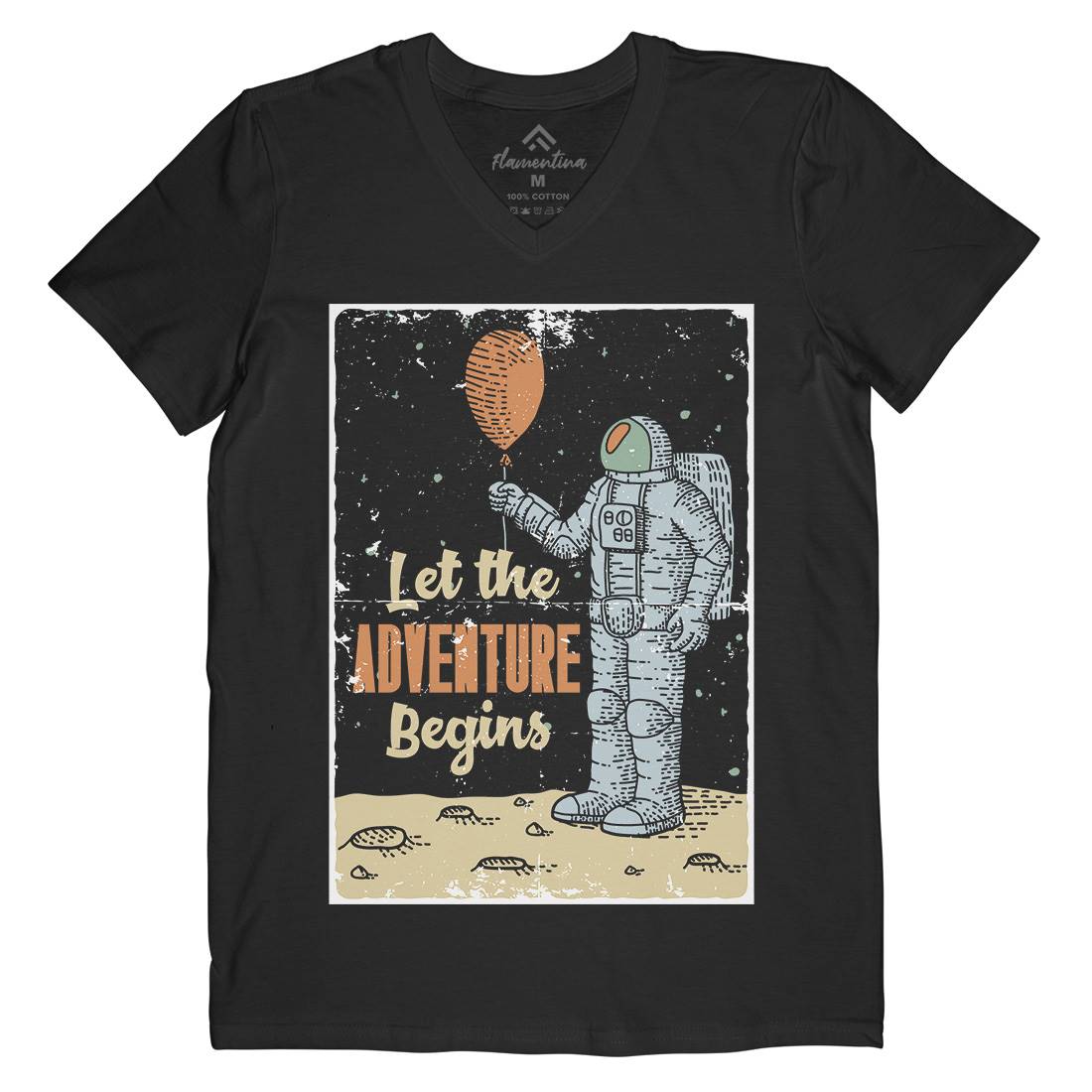 Astronaut Mens Organic V-Neck T-Shirt Space B275