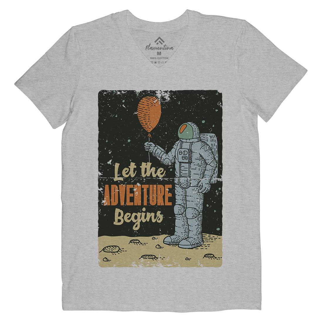 Astronaut Mens Organic V-Neck T-Shirt Space B275