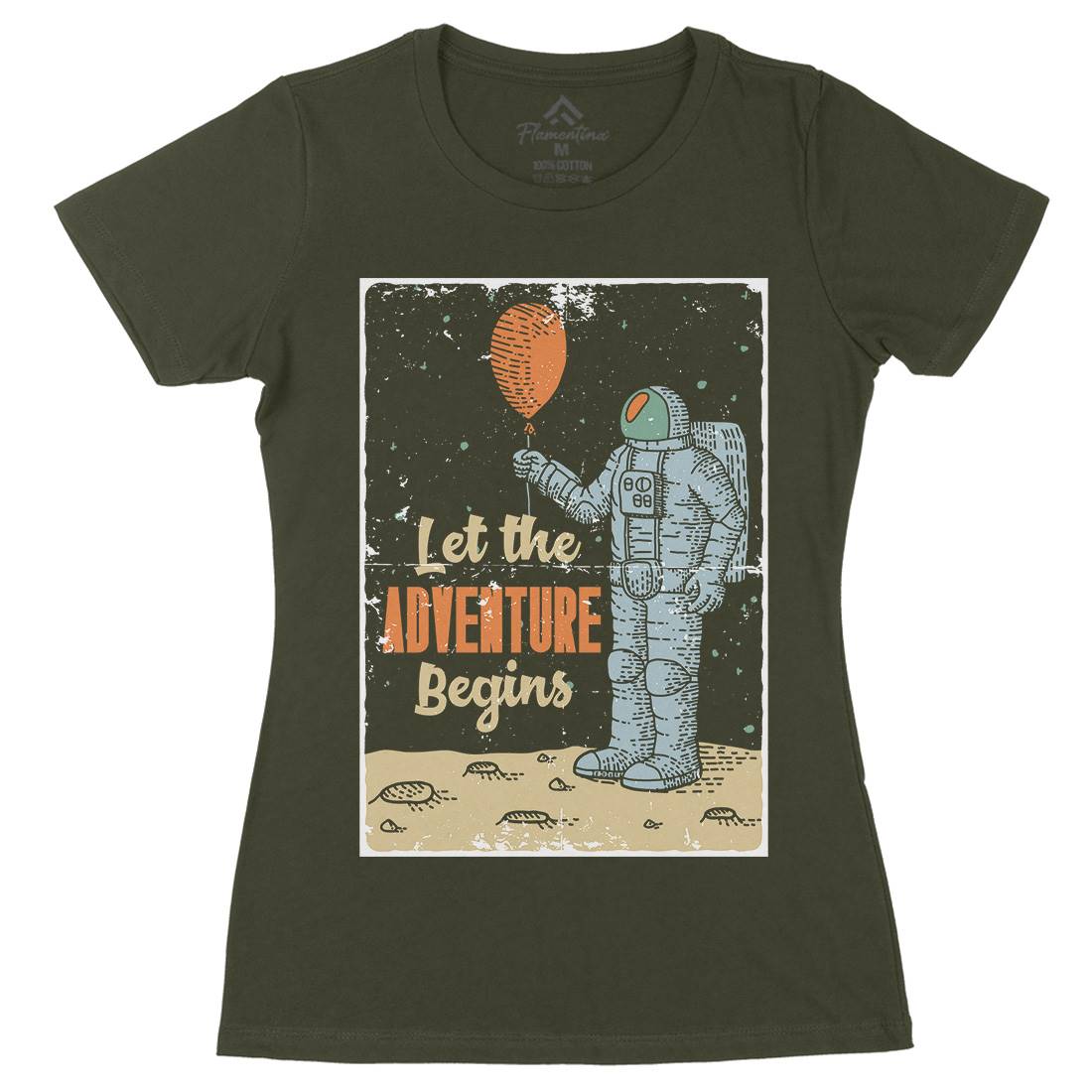 Astronaut Womens Organic Crew Neck T-Shirt Space B275