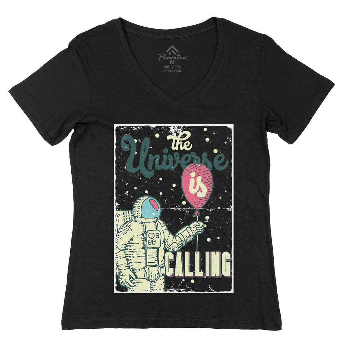 Astronaut Womens Organic V-Neck T-Shirt Space B276