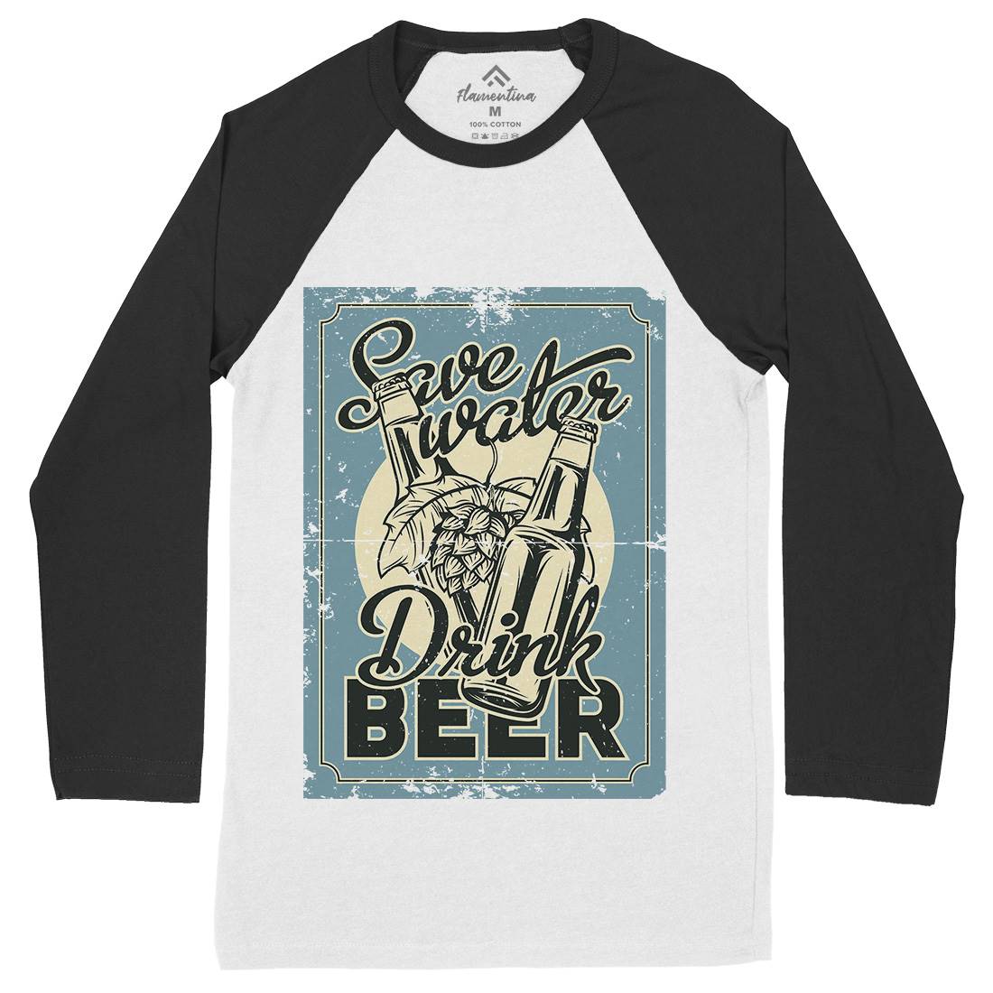 Save Water Drink Beer Mens Long Sleeve Baseball T-Shirt Drinks B279