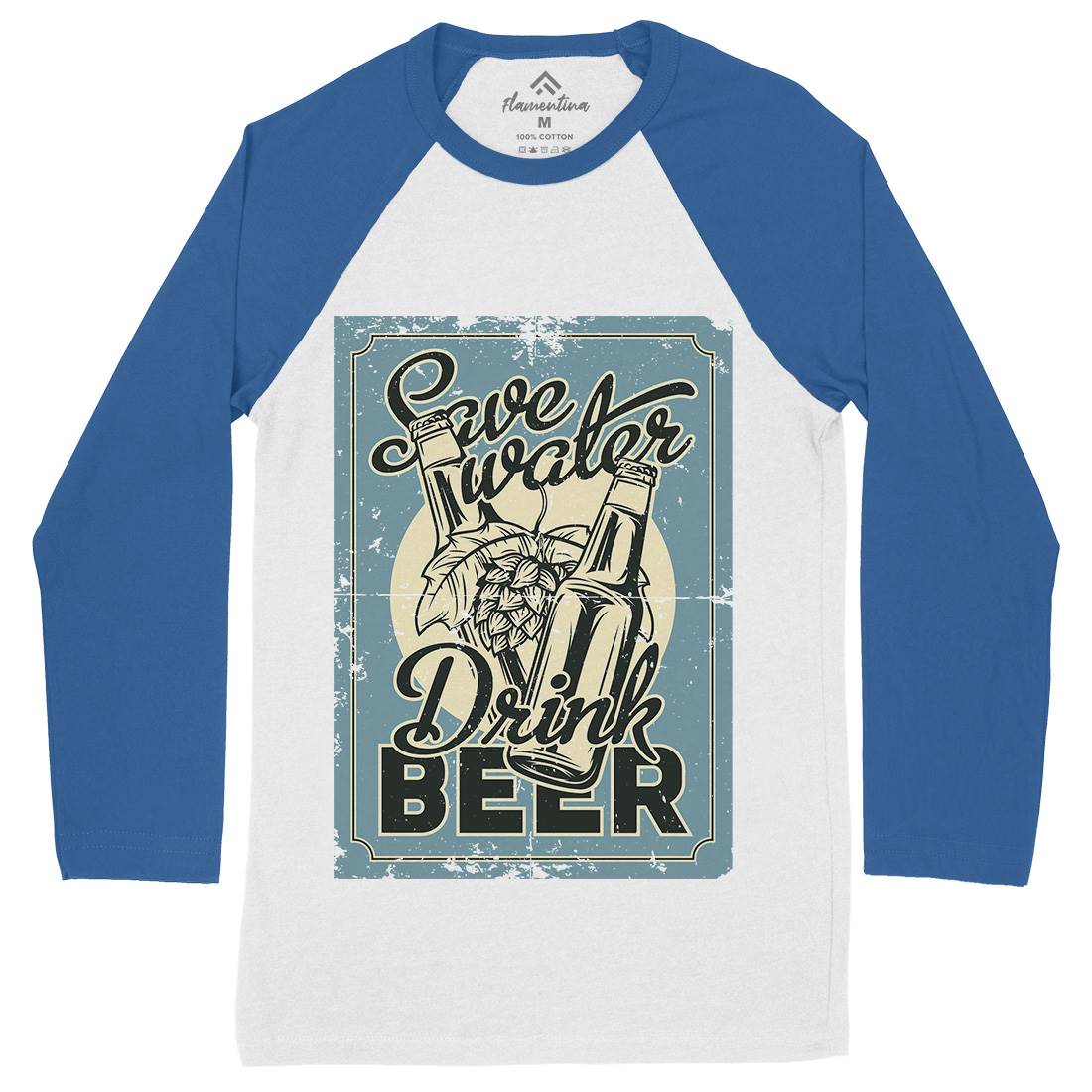 Save Water Drink Beer Mens Long Sleeve Baseball T-Shirt Drinks B279
