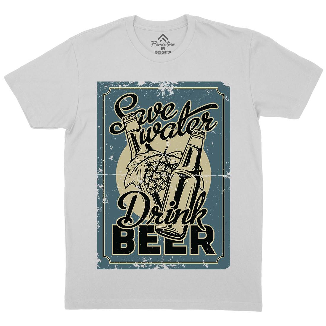 Save Water Drink Beer Mens Crew Neck T-Shirt Drinks B279