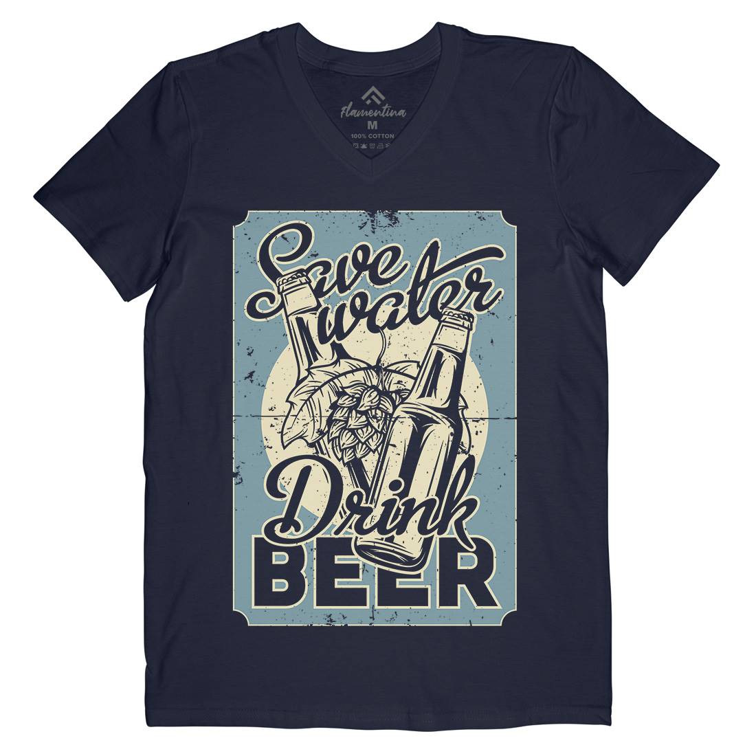 Save Water Drink Beer Mens V-Neck T-Shirt Drinks B279