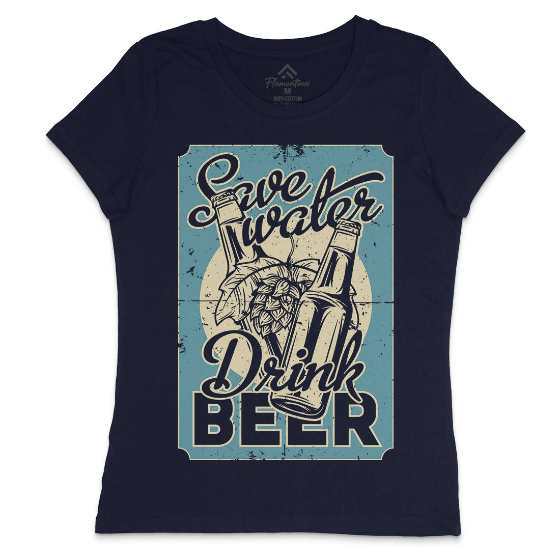 Save Water Drink Beer Womens Crew Neck T-Shirt Drinks B279