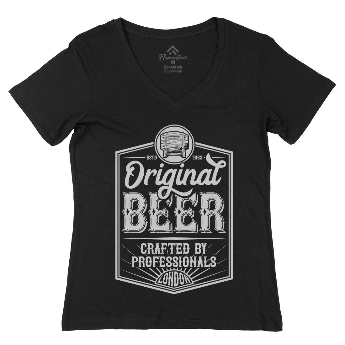 Original Beer Womens Organic V-Neck T-Shirt Drinks B280