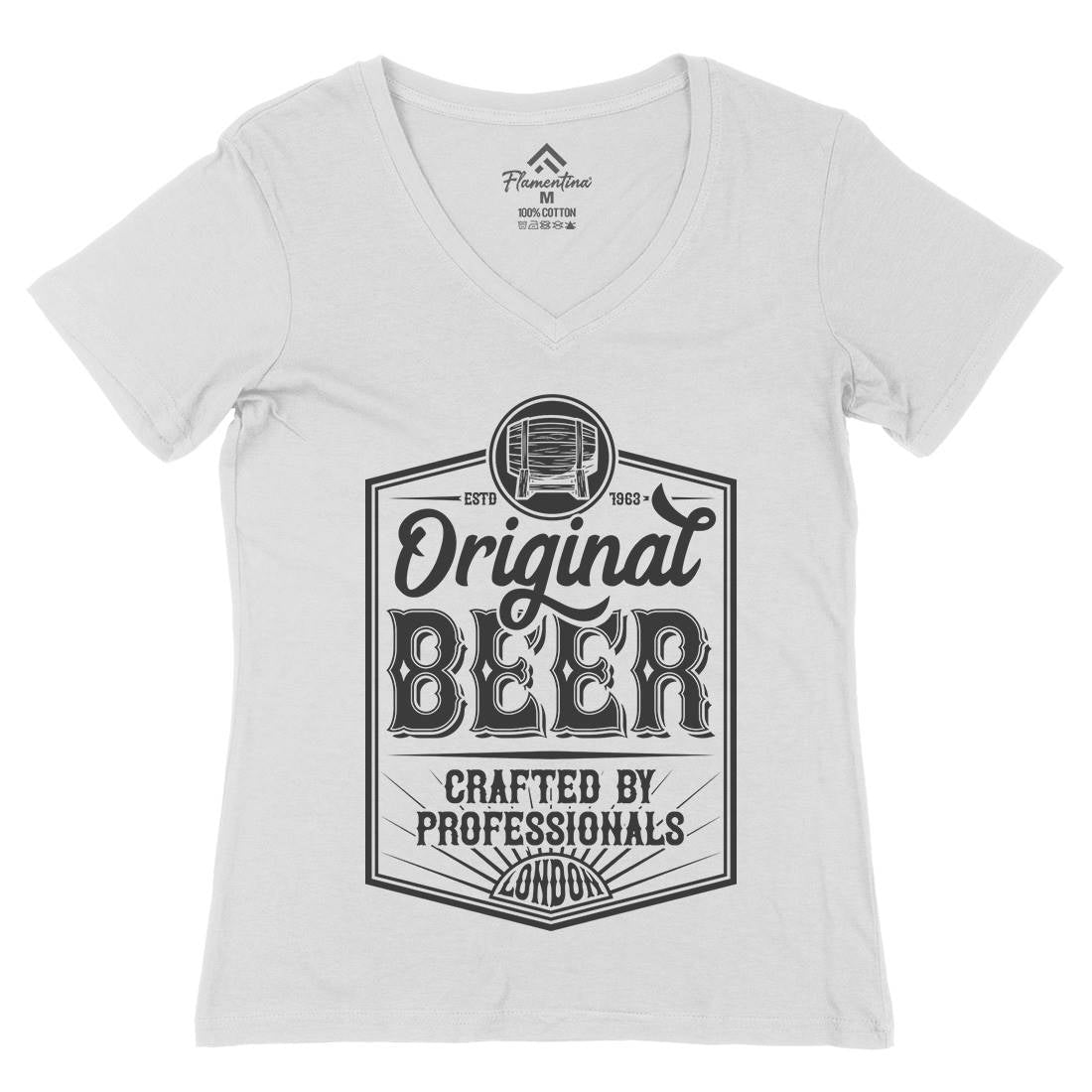 Original Beer Womens Organic V-Neck T-Shirt Drinks B280