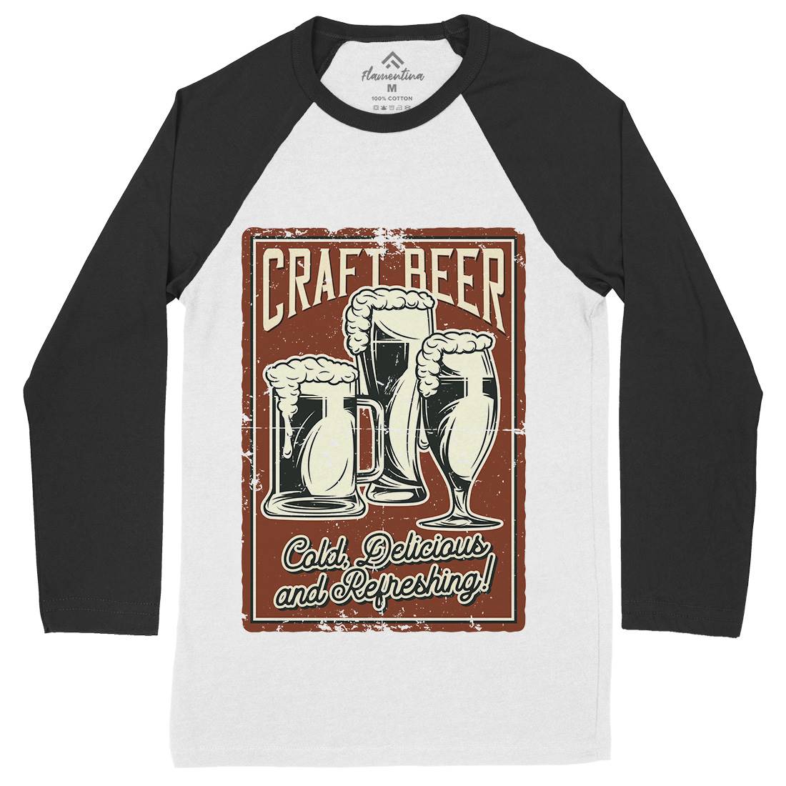 Craft Beer Mens Long Sleeve Baseball T-Shirt Drinks B281