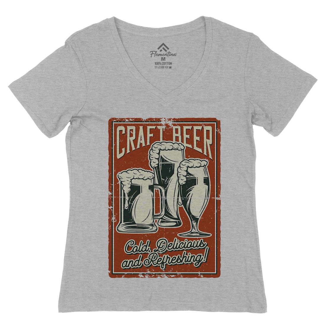Craft Beer Womens Organic V-Neck T-Shirt Drinks B281