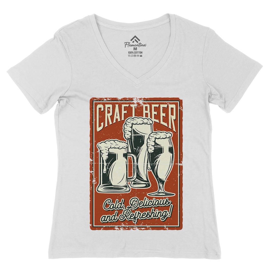 Craft Beer Womens Organic V-Neck T-Shirt Drinks B281