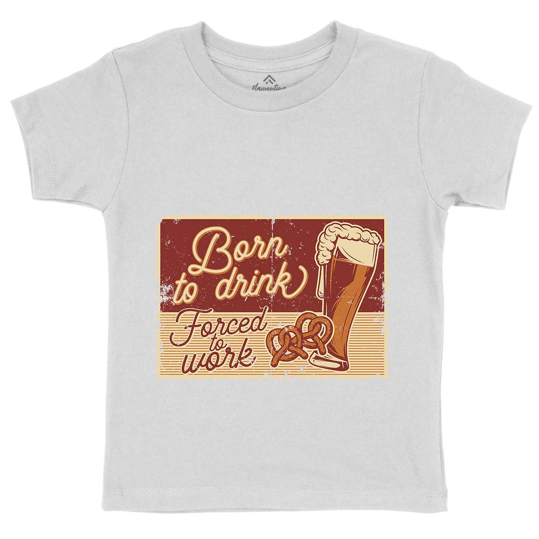 Born To Drink Beer Kids Organic Crew Neck T-Shirt Drinks B282