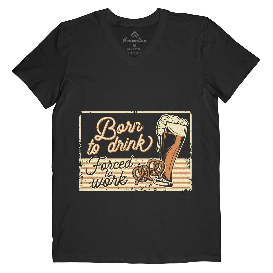 Born To Drink Beer Mens V-Neck T-Shirt Drinks B282