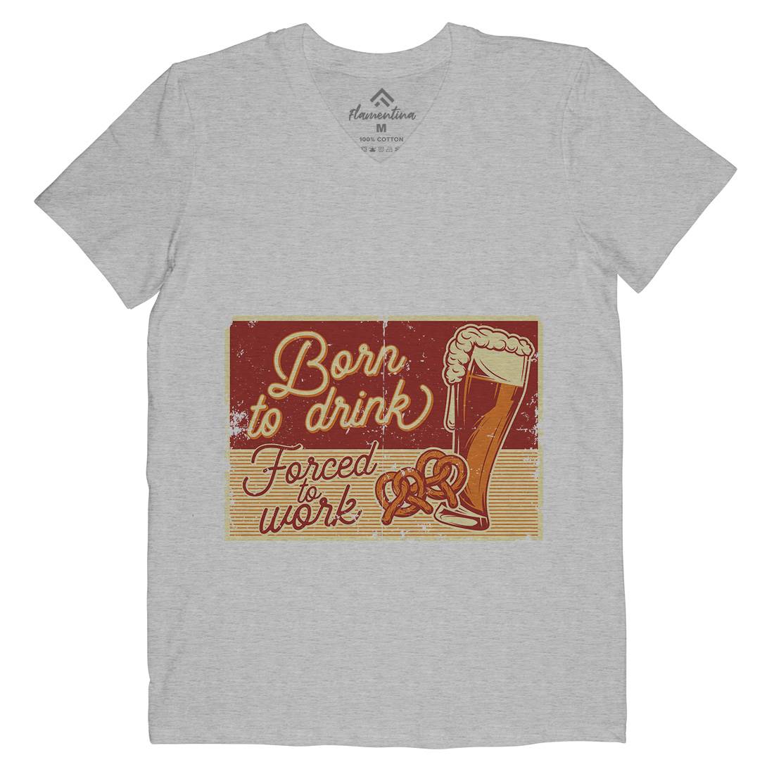 Born To Drink Beer Mens Organic V-Neck T-Shirt Drinks B282