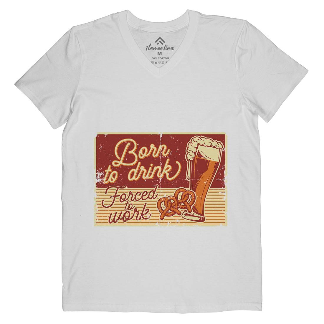 Born To Drink Beer Mens V-Neck T-Shirt Drinks B282