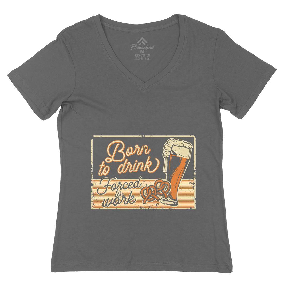Born To Drink Beer Womens Organic V-Neck T-Shirt Drinks B282