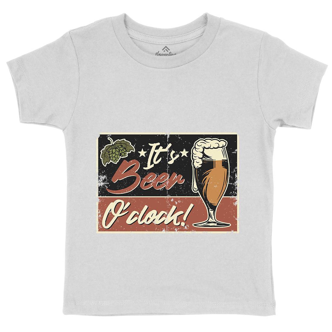 It&#39;s Beer O&#39;Clock Kids Organic Crew Neck T-Shirt Drinks B283