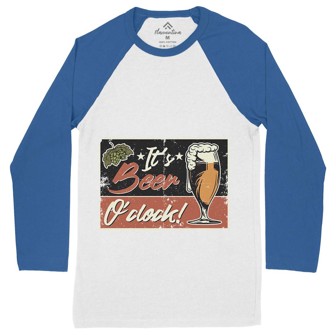 It&#39;s Beer O&#39;Clock Mens Long Sleeve Baseball T-Shirt Drinks B283