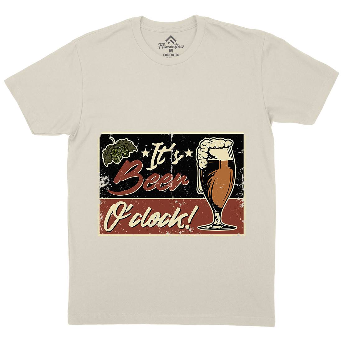 It&#39;s Beer O&#39;Clock Mens Organic Crew Neck T-Shirt Drinks B283