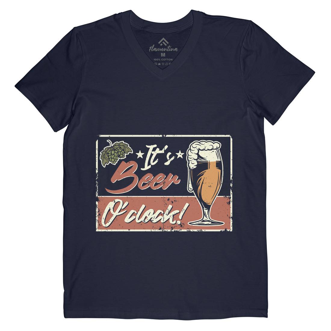 It&#39;s Beer O&#39;Clock Mens V-Neck T-Shirt Drinks B283