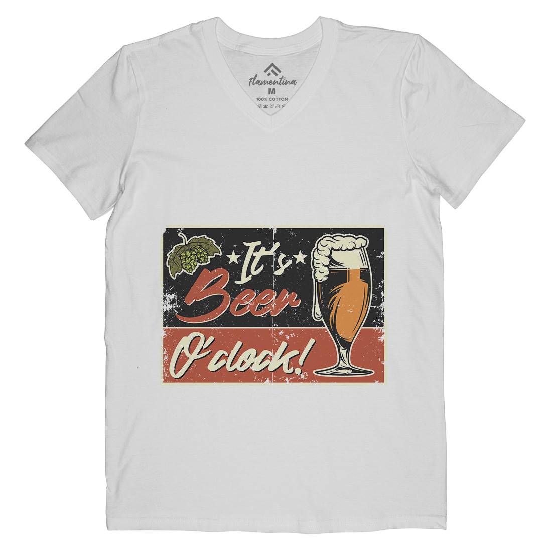 It&#39;s Beer O&#39;Clock Mens V-Neck T-Shirt Drinks B283