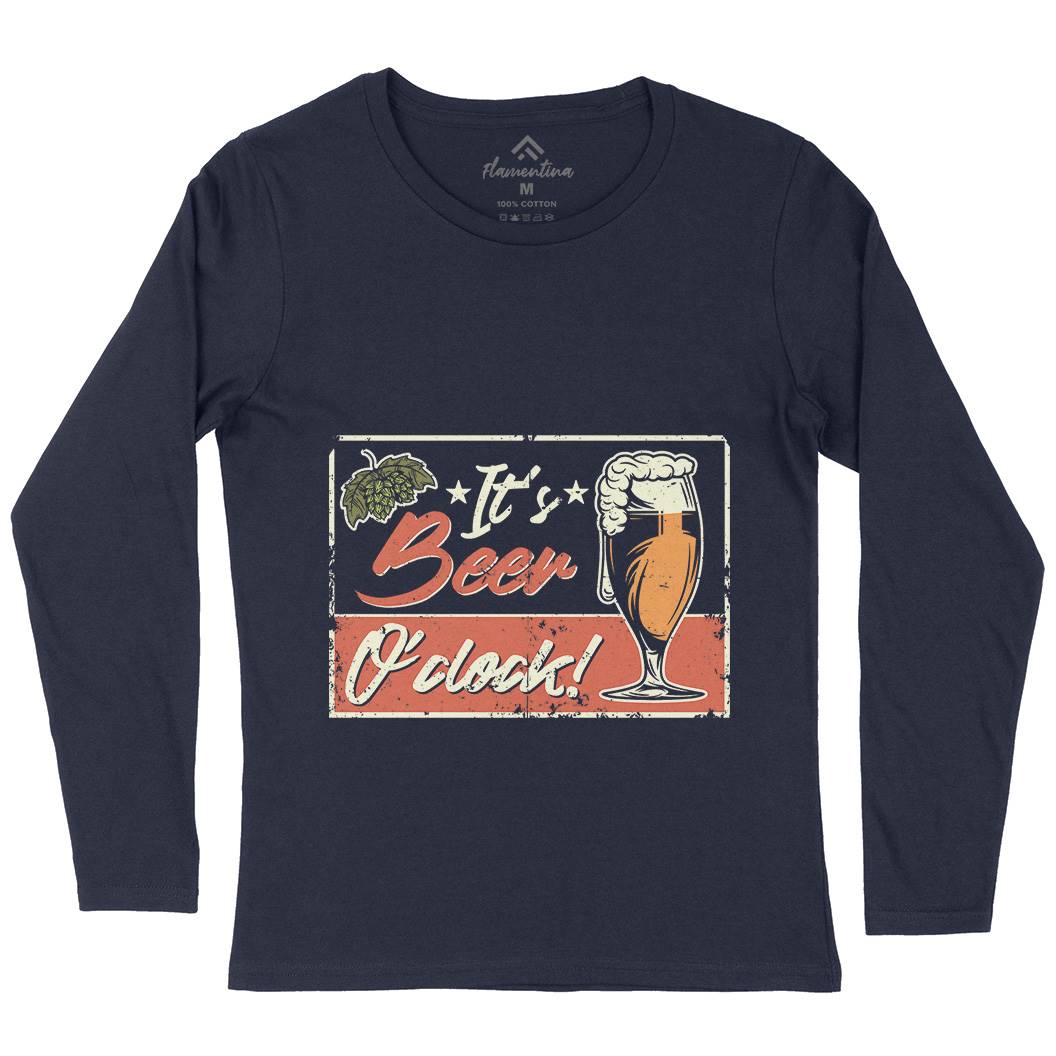It&#39;s Beer O&#39;Clock Womens Long Sleeve T-Shirt Drinks B283