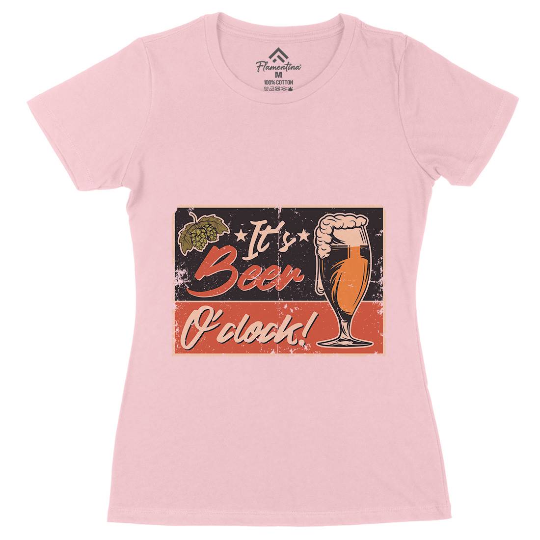 It&#39;s Beer O&#39;Clock Womens Organic Crew Neck T-Shirt Drinks B283