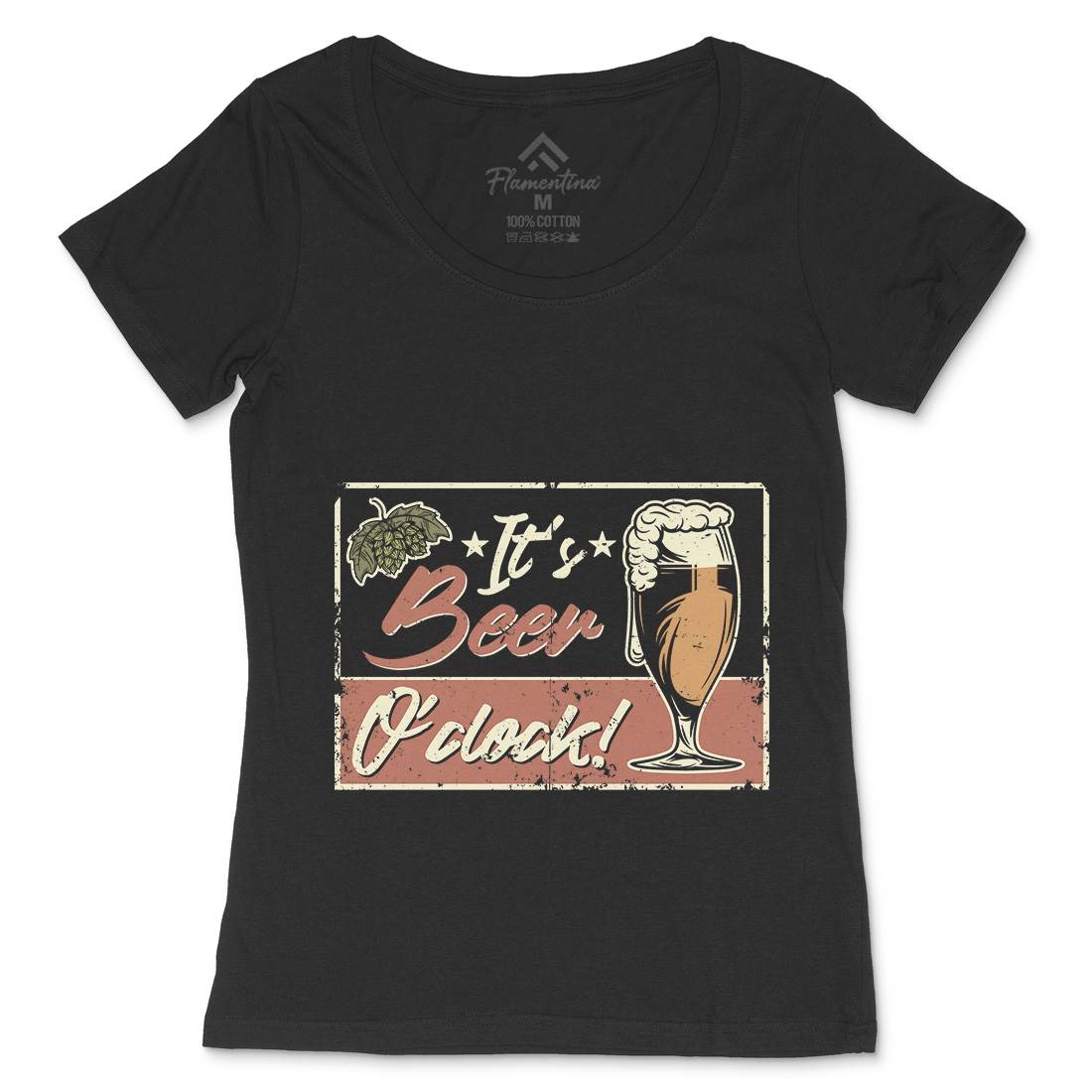 It&#39;s Beer O&#39;Clock Womens Scoop Neck T-Shirt Drinks B283
