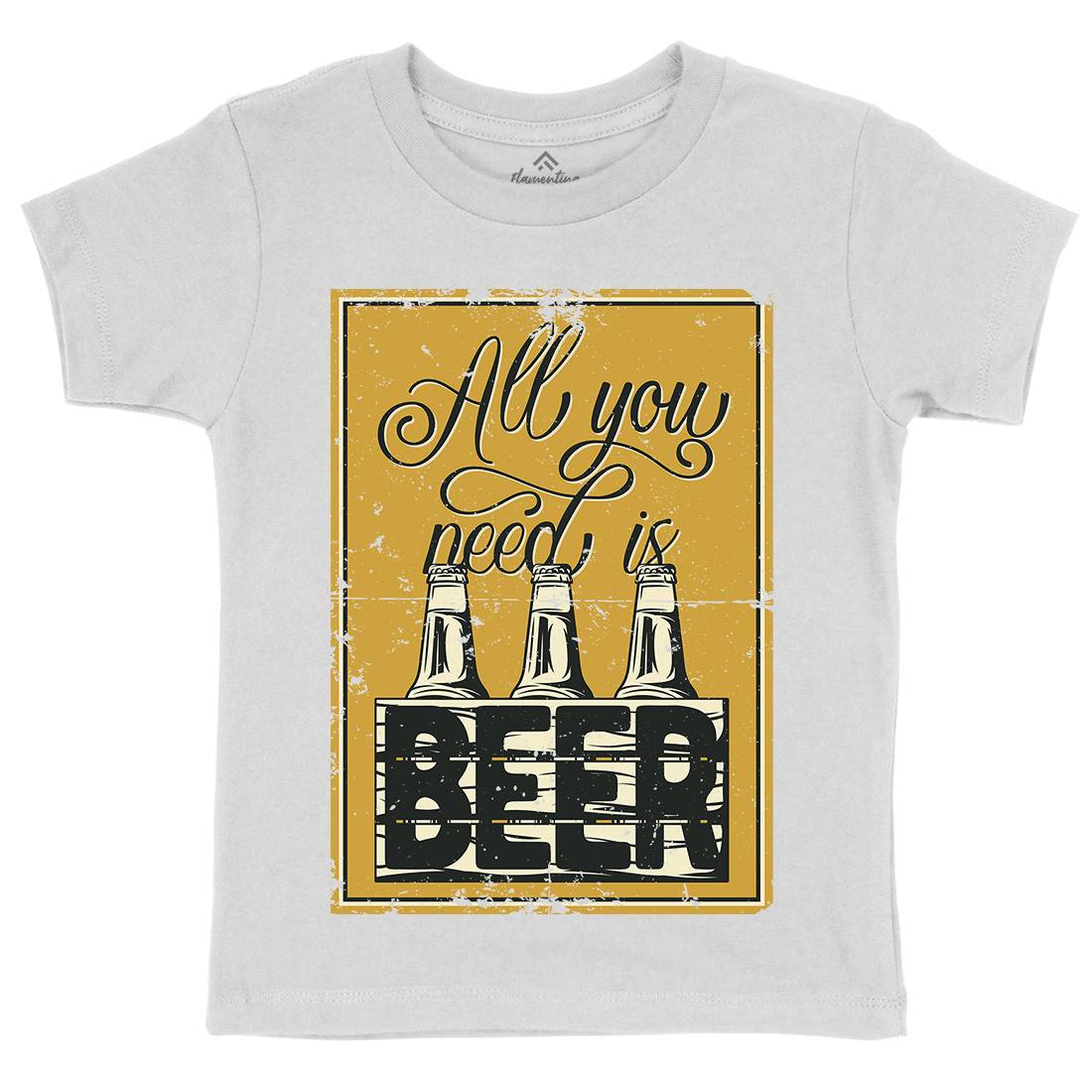 All You Need Is Beer Kids Organic Crew Neck T-Shirt Drinks B284