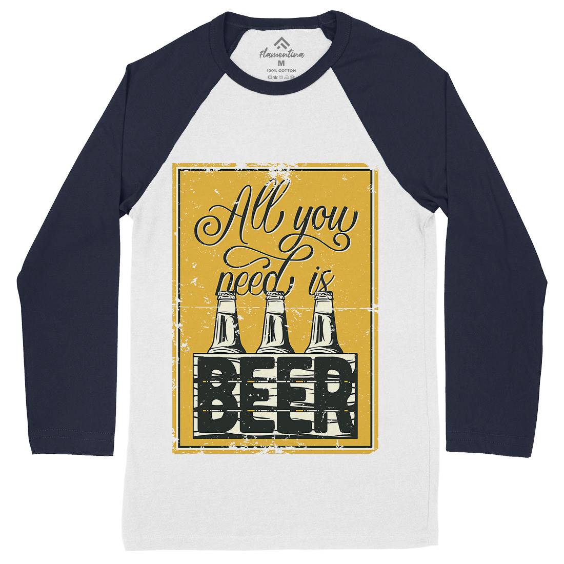 All You Need Is Beer Mens Long Sleeve Baseball T-Shirt Drinks B284