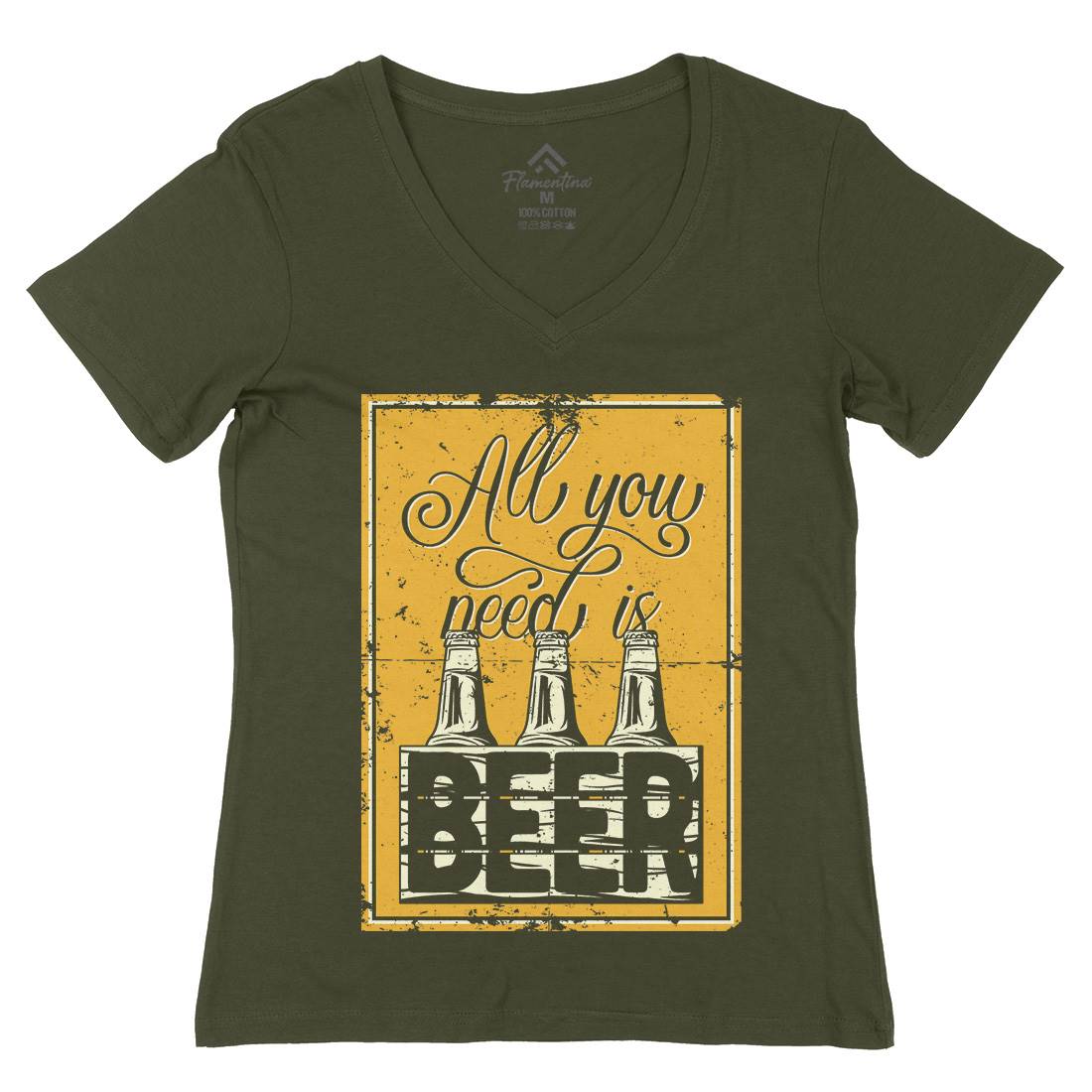 All You Need Is Beer Womens Organic V-Neck T-Shirt Drinks B284