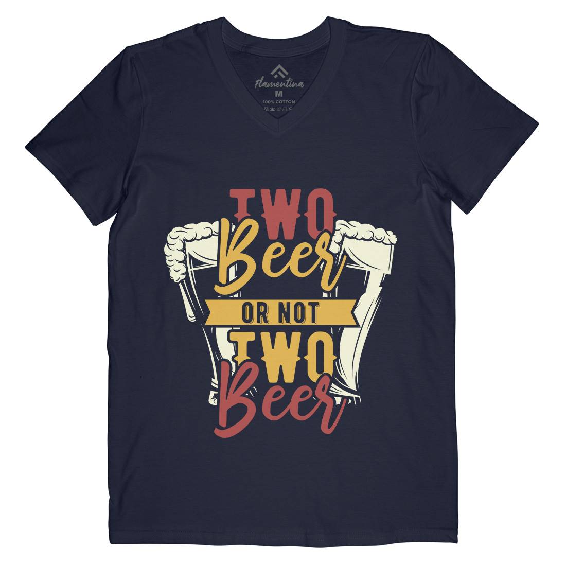 Two Beers Or Not Mens Organic V-Neck T-Shirt Drinks B285