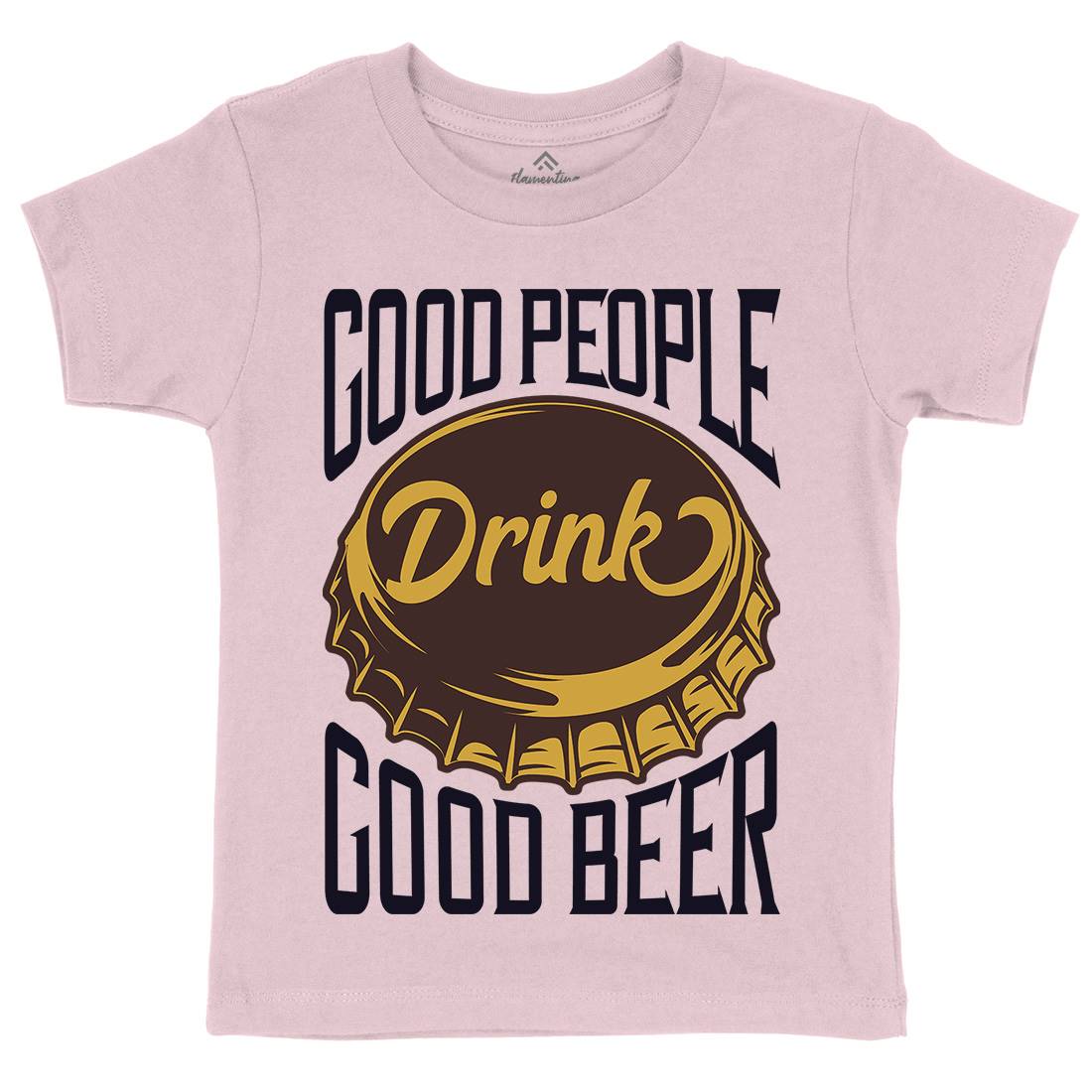 Good People Drink Beer Kids Crew Neck T-Shirt Drinks B287