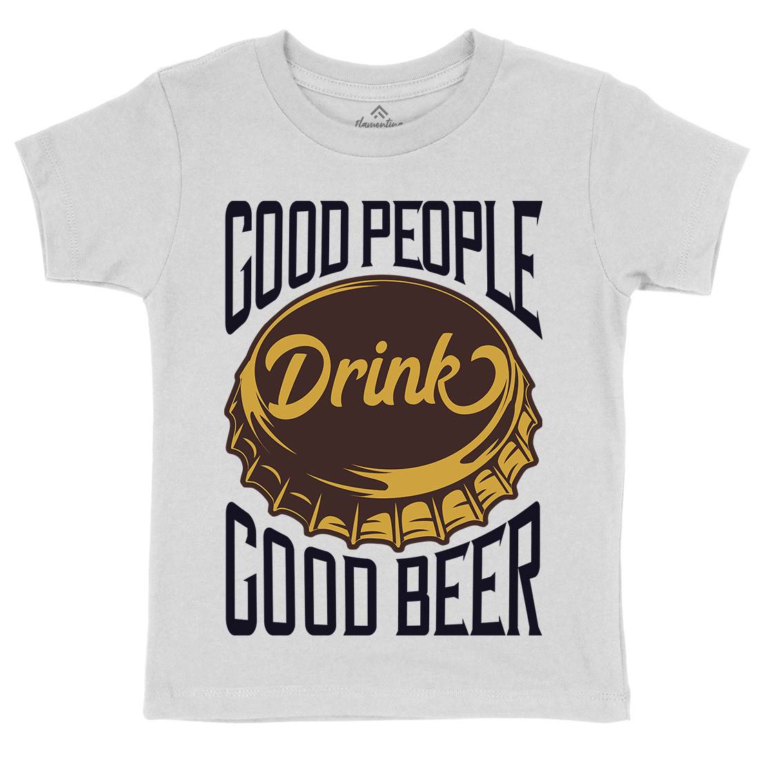 Good People Drink Beer Kids Crew Neck T-Shirt Drinks B287