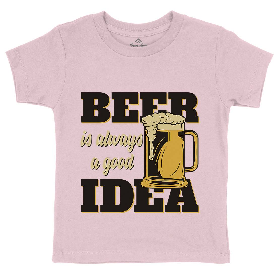 Beer Good Idea Kids Crew Neck T-Shirt Drinks B288