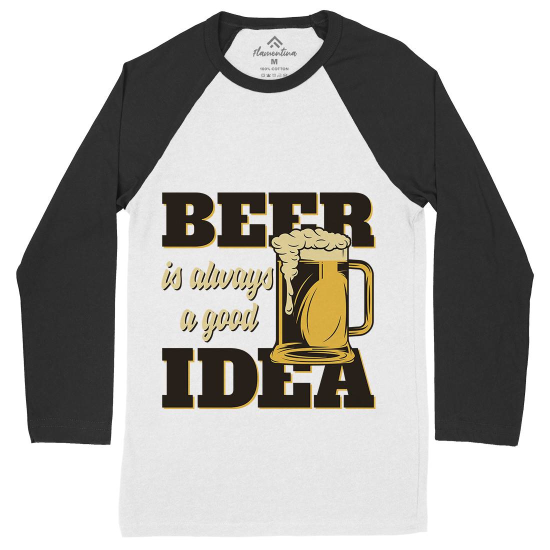 Beer Good Idea Mens Long Sleeve Baseball T-Shirt Drinks B288