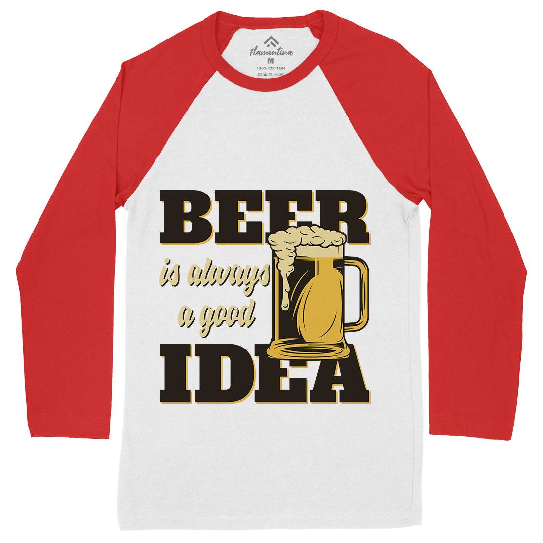 Beer Good Idea Mens Long Sleeve Baseball T-Shirt Drinks B288