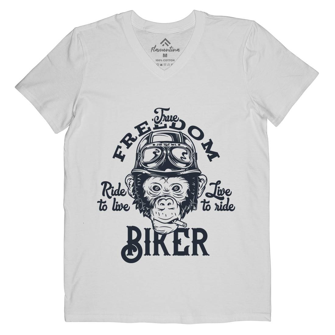 Biker Mens Organic V-Neck T-Shirt Motorcycles B289