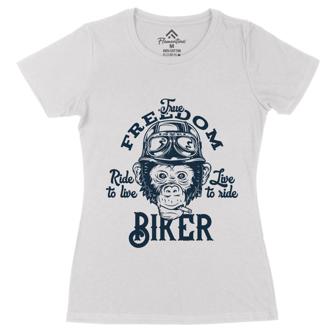 Biker Womens Organic Crew Neck T-Shirt Motorcycles B289