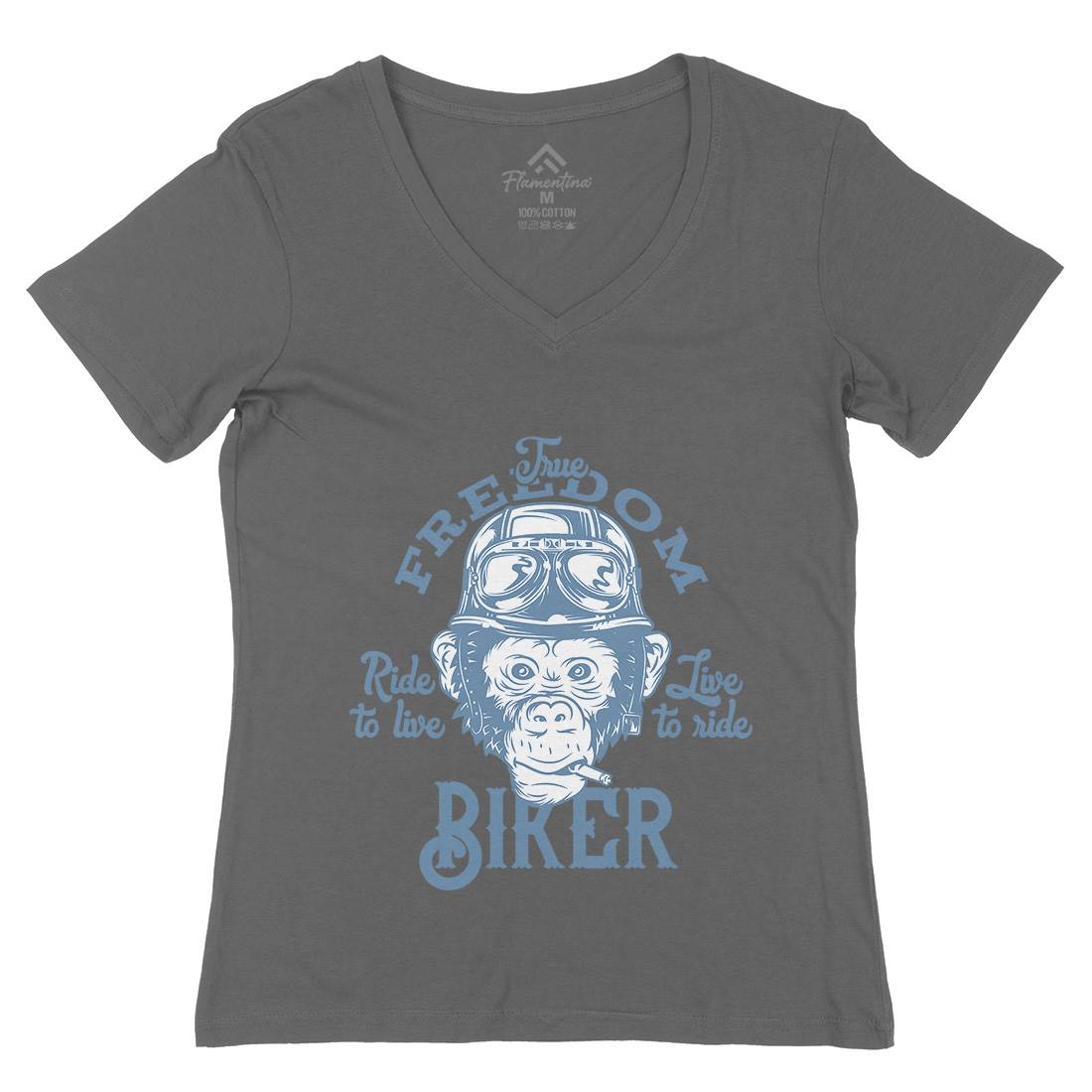 Biker Womens Organic V-Neck T-Shirt Motorcycles B289