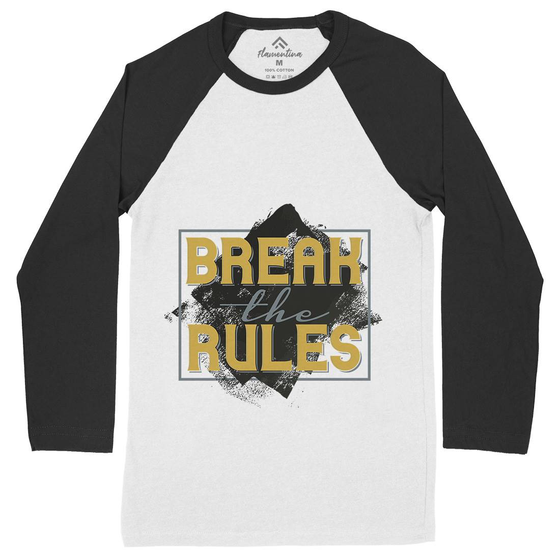 Break The Rules Mens Long Sleeve Baseball T-Shirt Retro B291