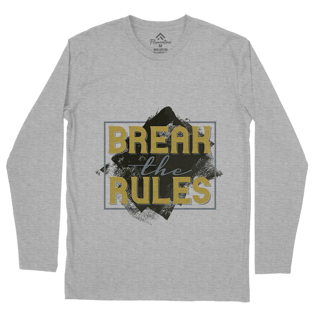 Break The Rules Mens Long Sleeve T-Shirt Retro B291