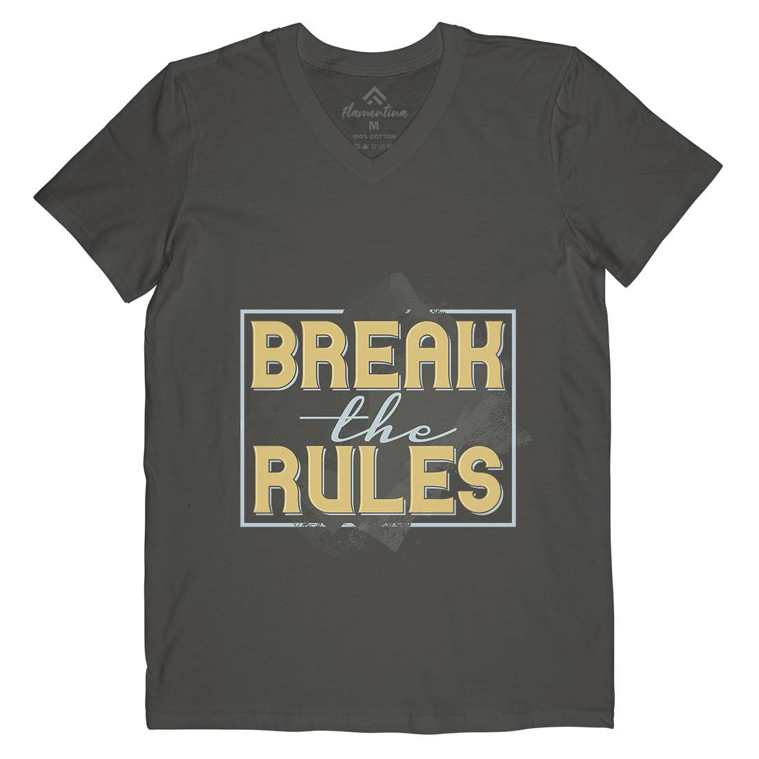 Break The Rules Mens V-Neck T-Shirt Retro B291