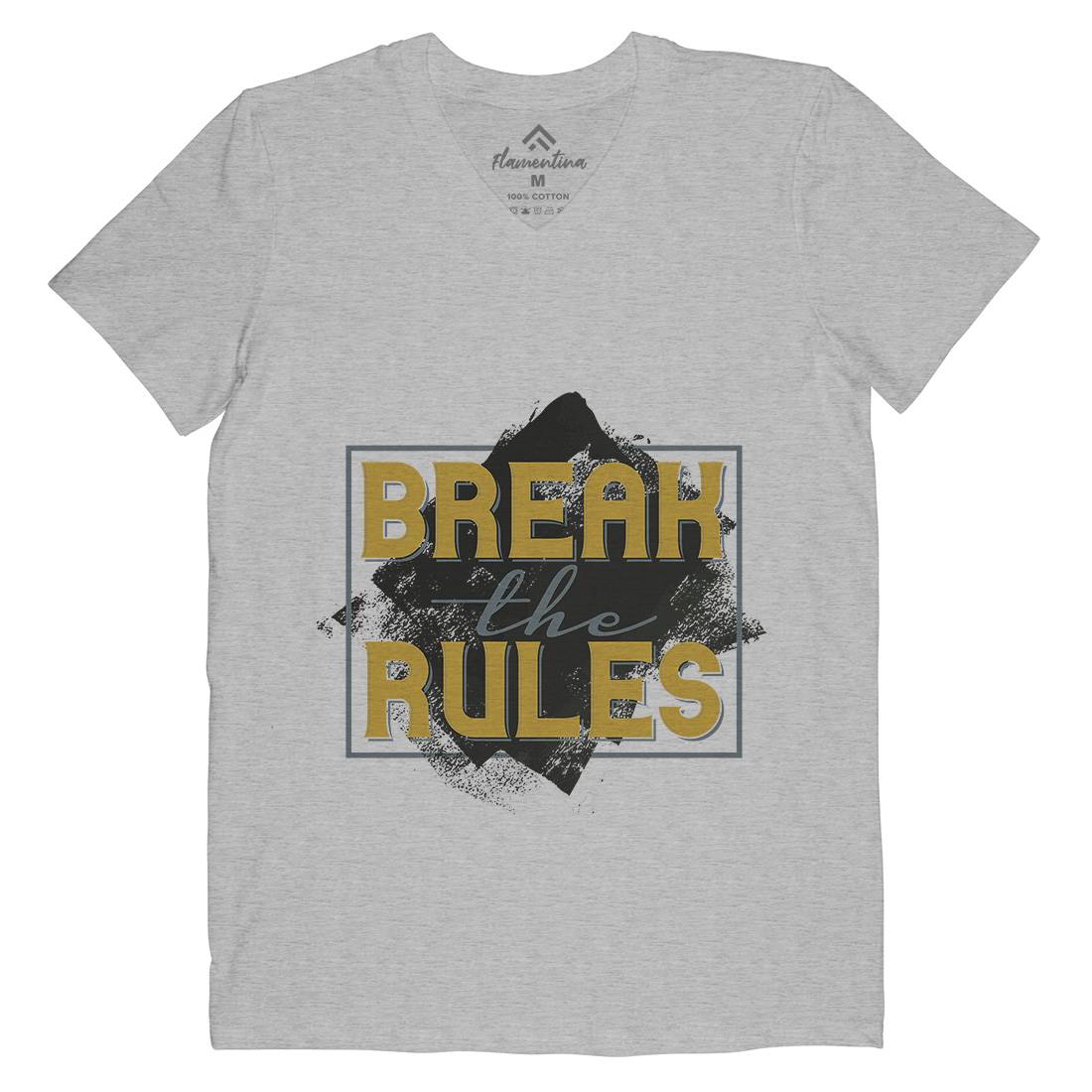 Break The Rules Mens Organic V-Neck T-Shirt Retro B291
