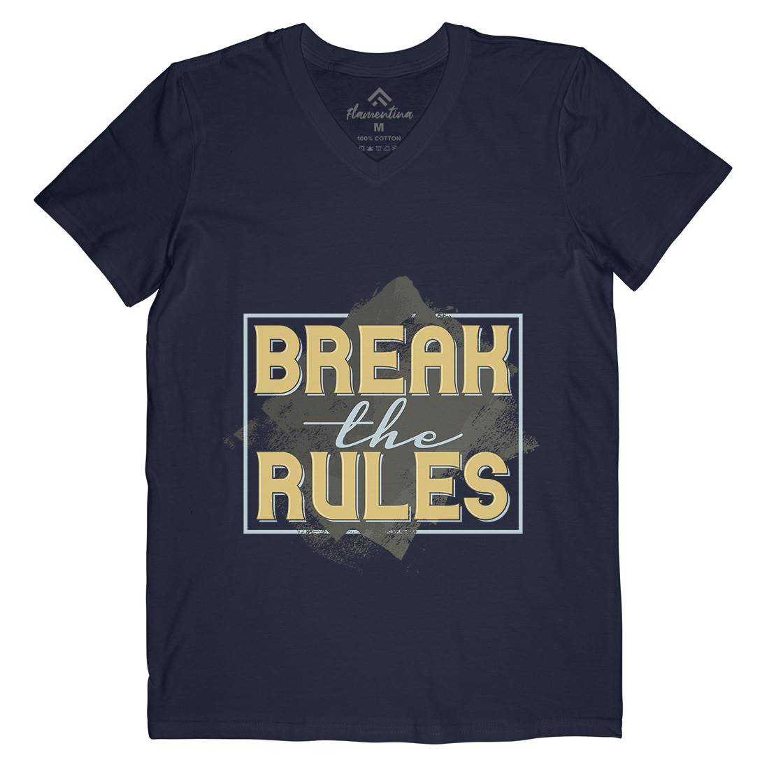 Break The Rules Mens V-Neck T-Shirt Retro B291