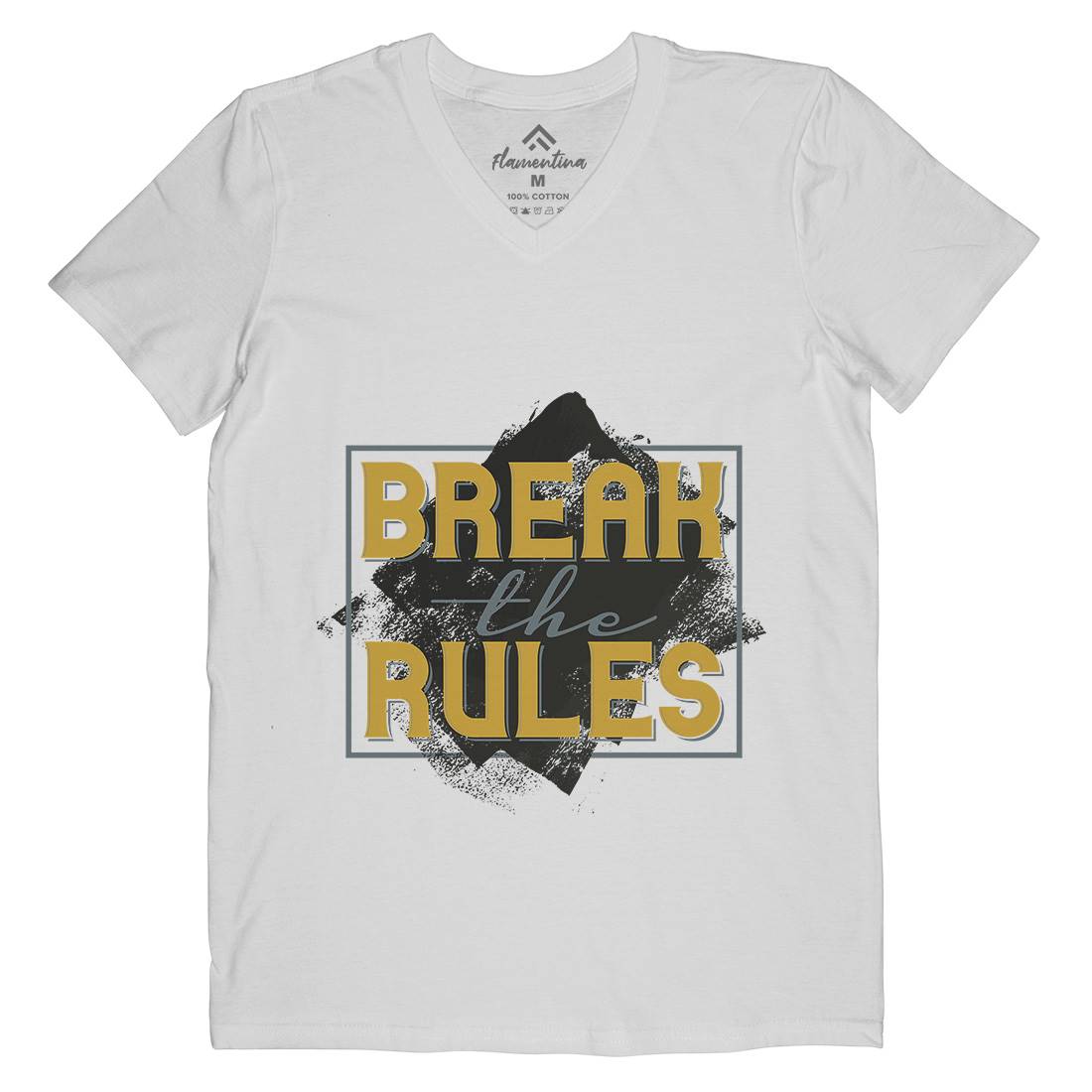 Break The Rules Mens Organic V-Neck T-Shirt Retro B291