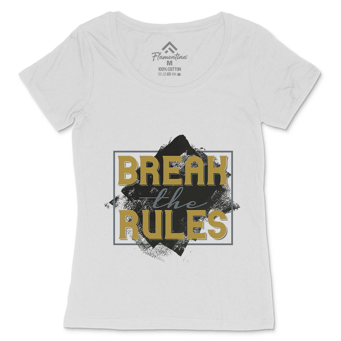 Break The Rules Womens Scoop Neck T-Shirt Retro B291